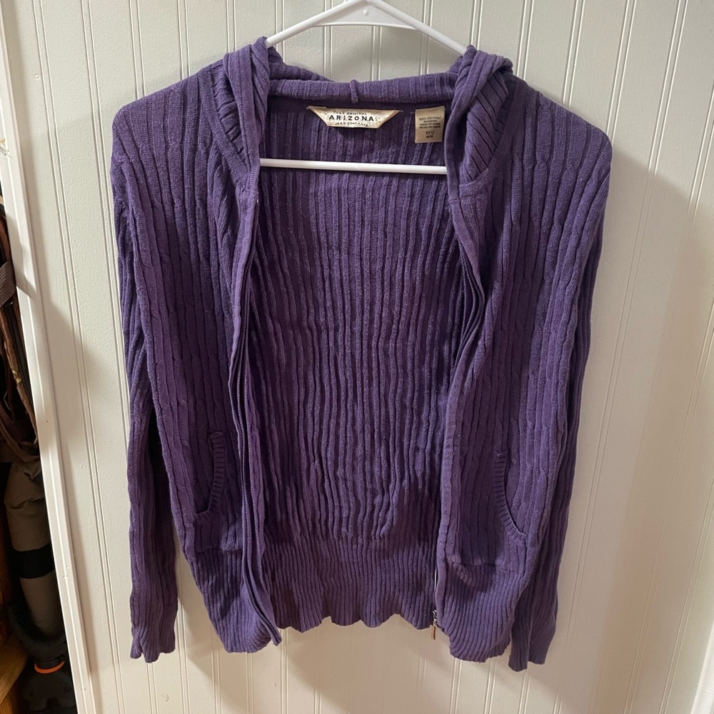 Kids Arizona Jean Company Girls Ribbed Purple Cardigan